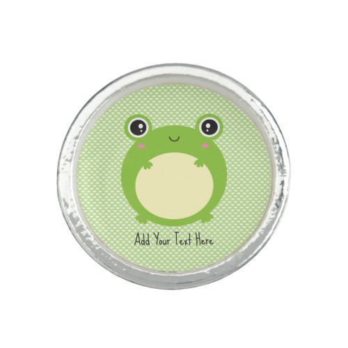 Cute Kawaii Frog with Personalized Text and Photo Ring