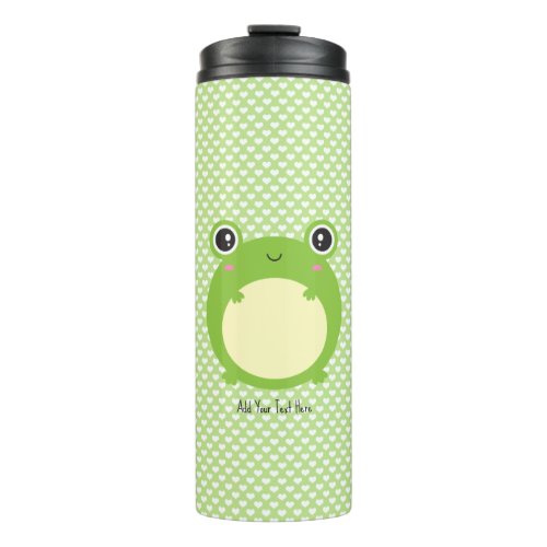 Cute Kawaii Frog with Personalized Text and Photo Thermal Tumbler