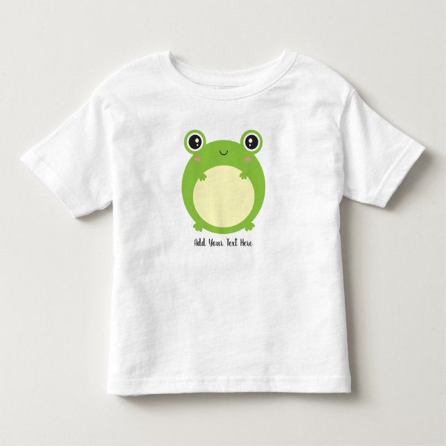 Cute Kawaii Frog with Personalized Text and Photo Toddler T-shirt (Front)