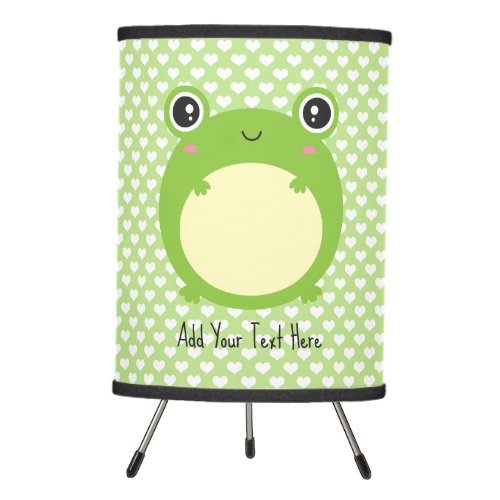 Cute Kawaii Frog with Personalized Text and Photo Tripod Lamp