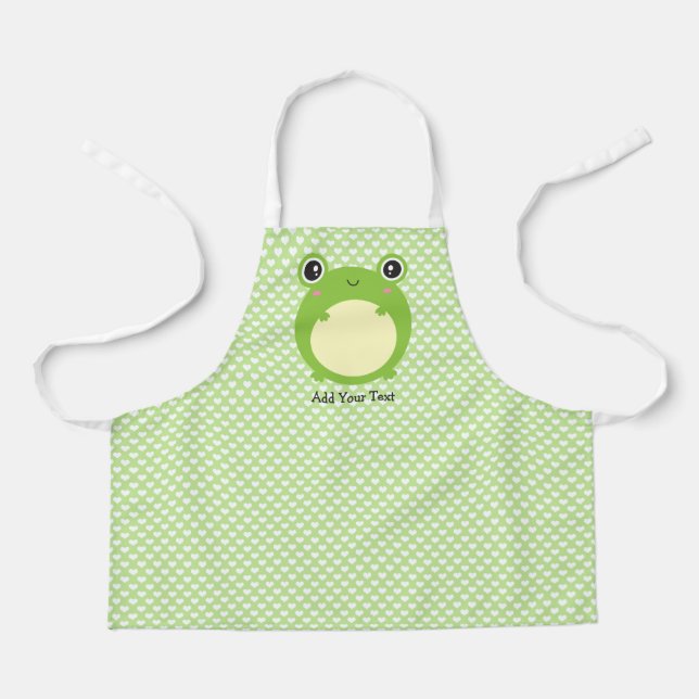 Cute Kawaii Frog with Personalized Text  Apron (Front)