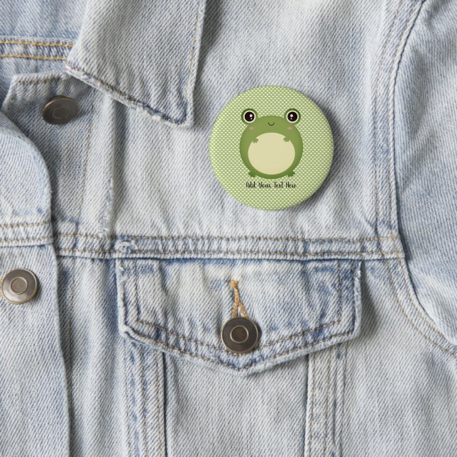 Cute Kawaii Frog with Personalized Text  Button (In Situ)
