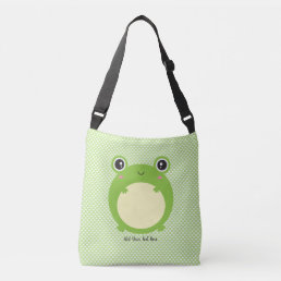 Cute Kawaii Frog with Personalized Text Crossbody Bag