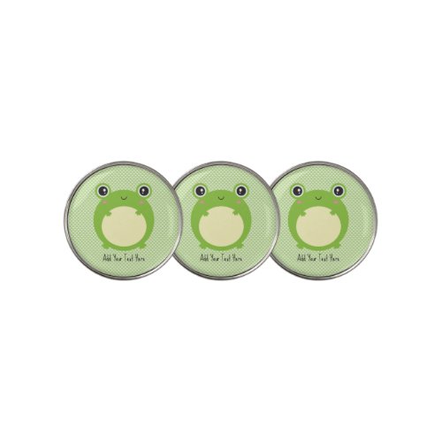 Cute Kawaii Frog with Personalized Text  Golf Ball Marker