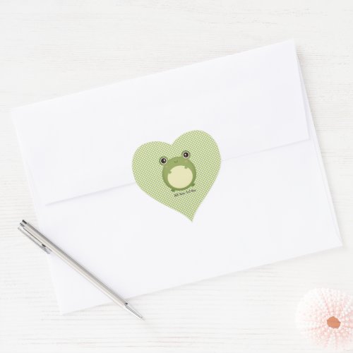 Cute Kawaii Frog with Personalized Text  Heart Sticker
