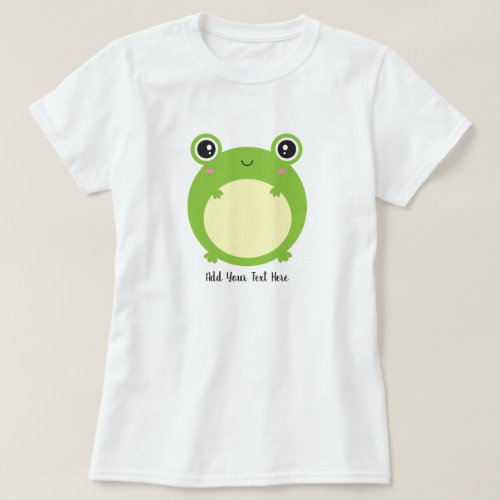 Cute Kawaii Frog with Personalized Text  T_Shirt