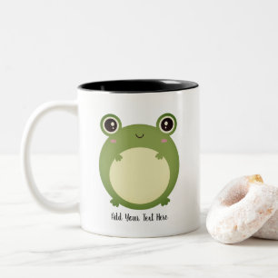 Cute Kawaii Frog with Personalized Text Two-Tone Coffee Mug