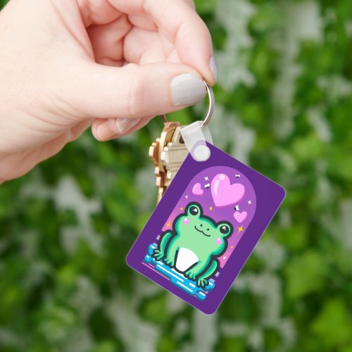 Cute Kawaii Froggie Frog  Hearts Keychain