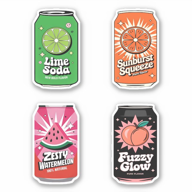 Cute Kawaii Fun Fruity Juice Drink Mini Combo Set Sticker (Front)