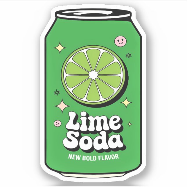 Cute Kawaii Fun Fruity Lime Soda Juice Drink Sticker (Front)