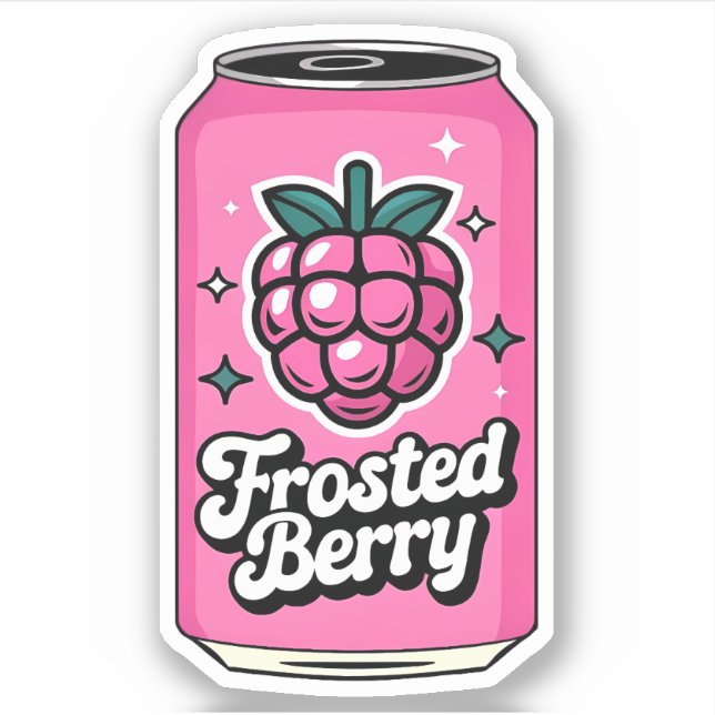 Cute Kawaii Fun Fruity Raspberry Juice Drink Sticker (Front)