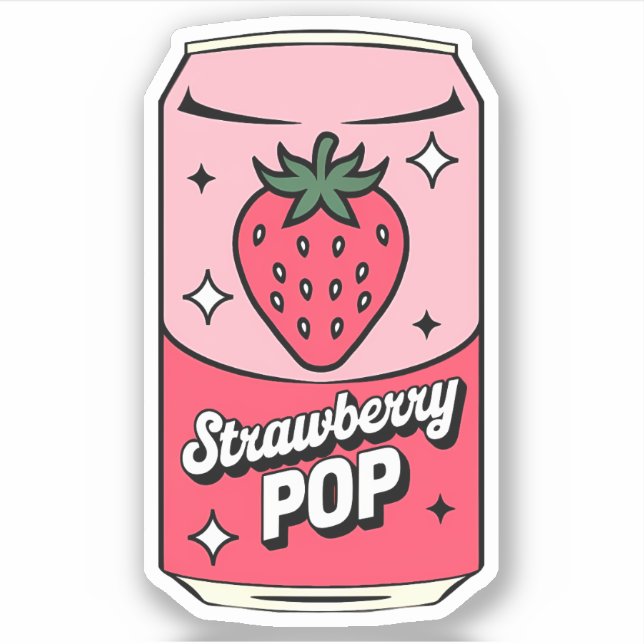 Cute Kawaii Fun Fruity Strawberry Juice Drink Sticker (Front)