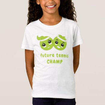 Cute Kawaii Fun Green Tennis Balls Cartoon Kids T-shirt by sunnymars at Zazzle