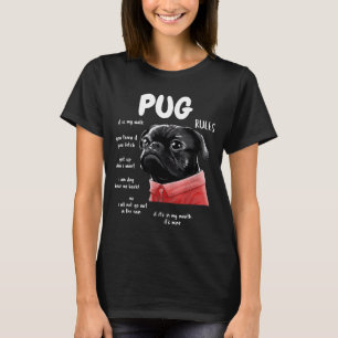 Cute Kawaii Funny Black Pug Dog Rules Men Women Ki T-Shirt