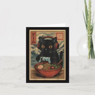 Cute Kawaii Gamer Cat Funny Ramen Retro Japanese C Card