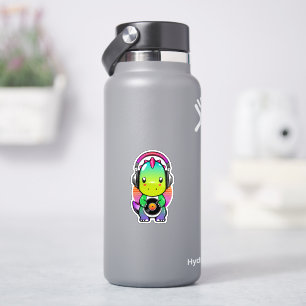Cute Kawaii Gamer Dinosaur Dj Music Vinyl Sticker