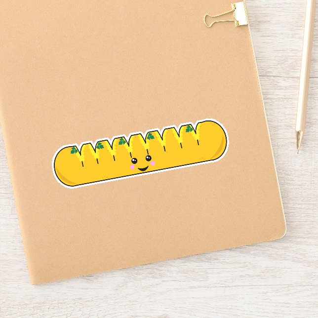 Cute Kawaii Garlic Bread Cartoon Character Sticker (Notebook)
