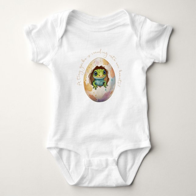 Cute Kawaii Gecko Lizard Egg Baby Shower Bodysuit (Front)