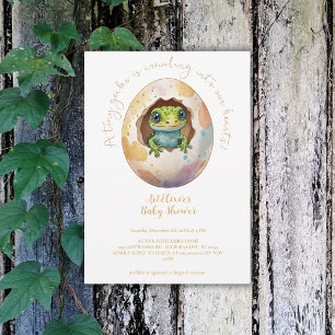 Cute Kawaii Gecko Lizard Egg Baby Shower Invitation