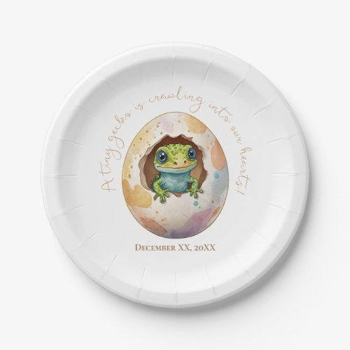 Cute Kawaii Gecko Lizard Egg Baby Shower Paper Plates