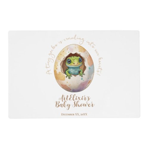 Cute Kawaii Gecko Lizard Egg Baby Shower Placemat