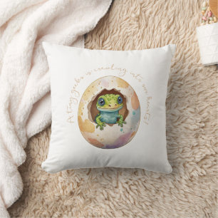 Cute Kawaii Gecko Lizard Egg Baby Shower Throw Pillow