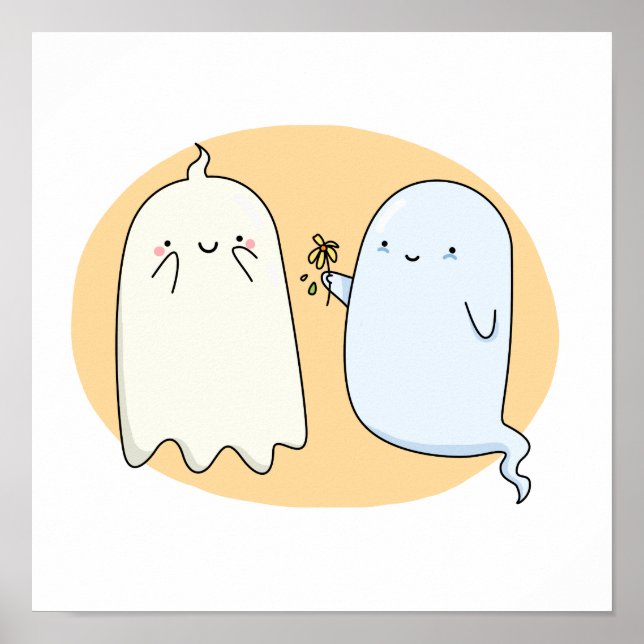 Cute Kawaii Ghost Couple Poster (Front)