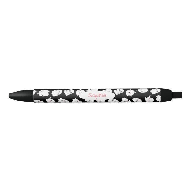 Cute Kawaii Ghost Halloween Script Name Monogram Pen (Front)