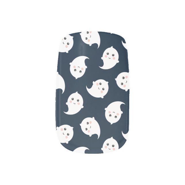 Cute Kawaii Ghost Pattern Halloween Minx Nail Art (Left Thumb)