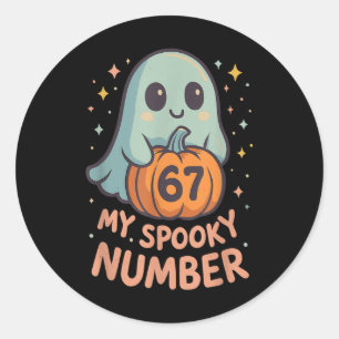 Cute Kawaii Ghost Pumpkin 67 Meme Funny Math Hallo Classic Round Sticker