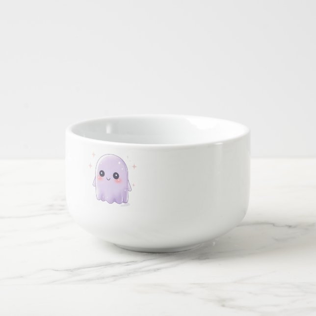 Cute Kawaii Ghost Soup bowl | Cozy Halloween bowl (Front)
