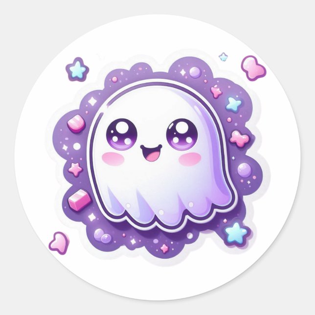 Cute Kawaii Ghost Sticker Pastel Spooky Halloween (Front)