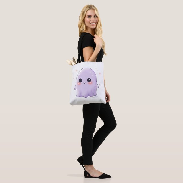 Cute Kawaii Ghost Tote Bag | Aesthetic Halloween  (On Model)