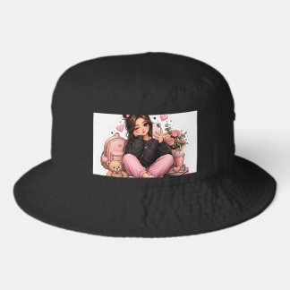 Cute Kawaii Girl on Black Hat