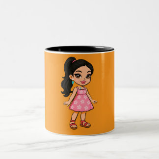 Cute Kawaii Girl Pink Mug | Chibi Cartoon Characte
