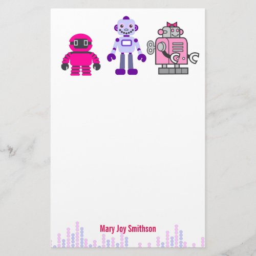 Cute  Kawaii Girls Pink Cyborgs Robot Stationery