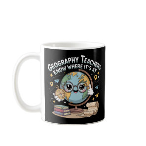 Cute Kawaii Globe with Compass – Funny Geography  Coffee Mug