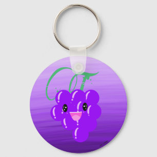 Cute Kawaii Grape Fruit Lover Foodie Ombre Purple Keychain
