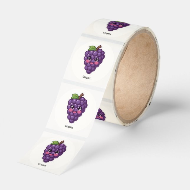 Cute Kawaii Grapes Cartoon Sticker (Roll)