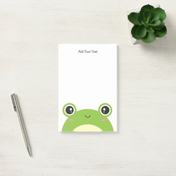Cute Kawaii Green Frog Personalized Text Post-it Notes by precious_tees at Zazzle