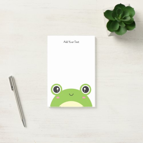 Cute Kawaii Green Frog Personalized Text Post_it Notes