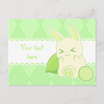 Cute Kawaii Green Lime Bunny Birthday Card by DiaSuuArt at Zazzle