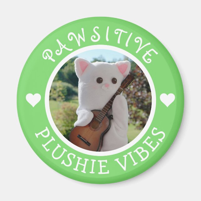 Cute Kawaii Green Pawsitive Plushie Vibes Photo Magnet (Front)