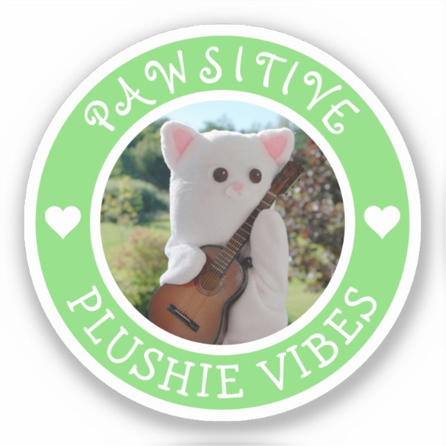Cute Kawaii Green Pawsitive Plushie Vibes Photo Sticker (Front)