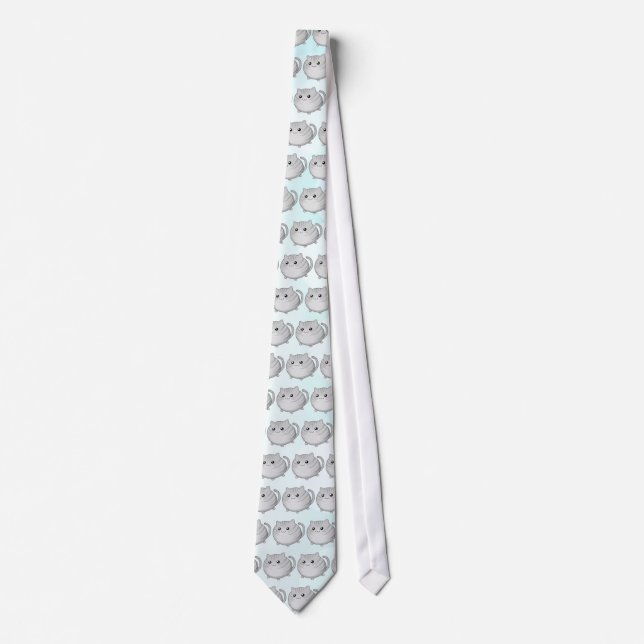 Cute Kawaii grey tabby kitty cat Neck Tie (Front)