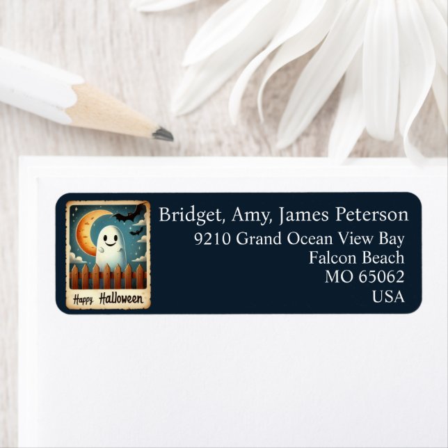 Cute kawaii Halloween blue aesthetic custom  Label (Insitu)