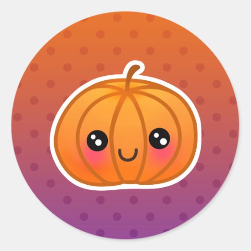 Cute Kawaii Halloween Cartoon Pumpkin Design Classic Round Sticker