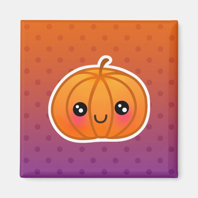Cute Kawaii Halloween Cartoon Pumpkin Design Magnet (Front)