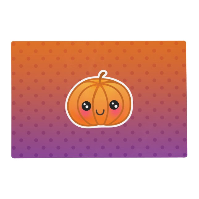Cute Kawaii Halloween Cartoon Pumpkin Design Placemat (Front)