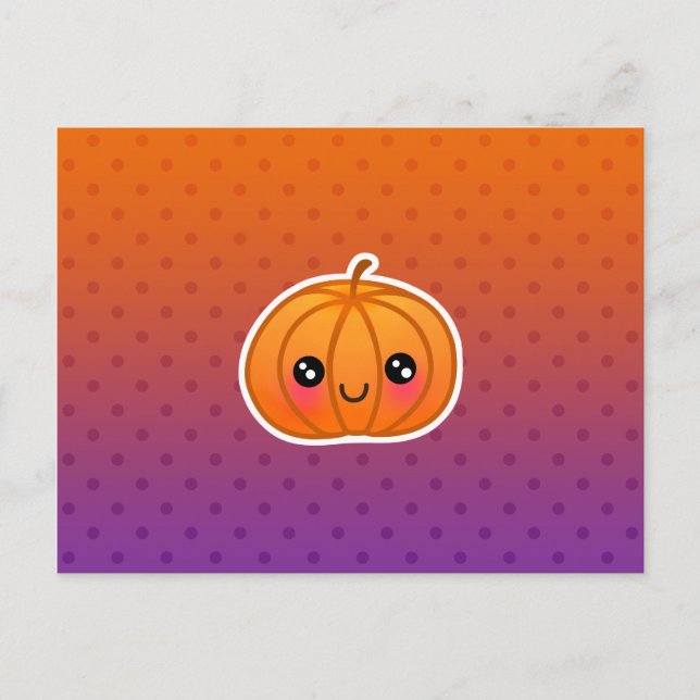 Cute Kawaii Halloween Cartoon Pumpkin Design Postcard (Front)